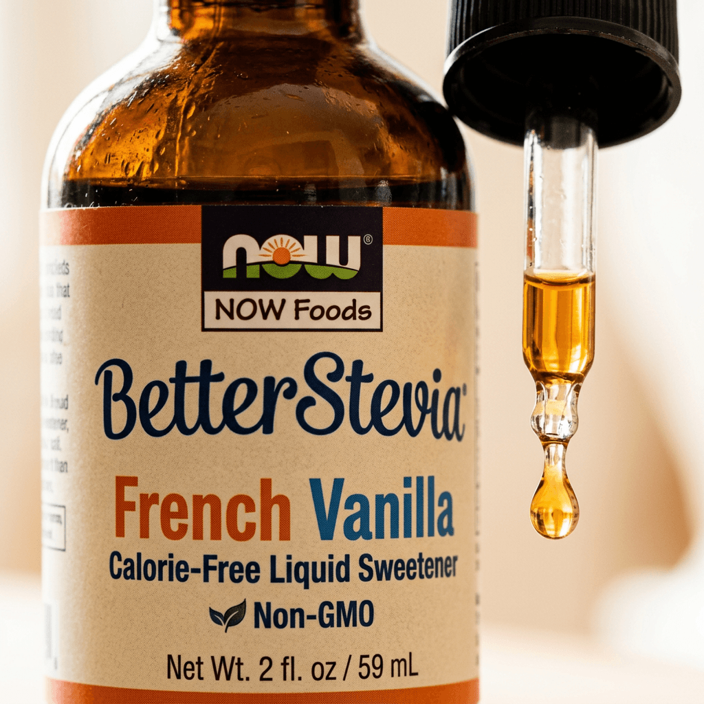 NOW Foods Better Stevia French Vanilla Liquid: Coffee Shop Flavor on a Budget — detail