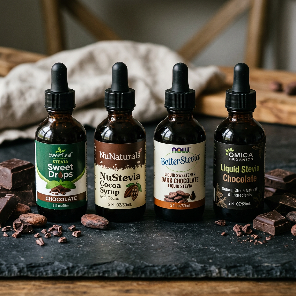 Chocolate Stevia Drops Face-Off: SweetLeaf vs. NuNaturals vs. Now Foods — comparison