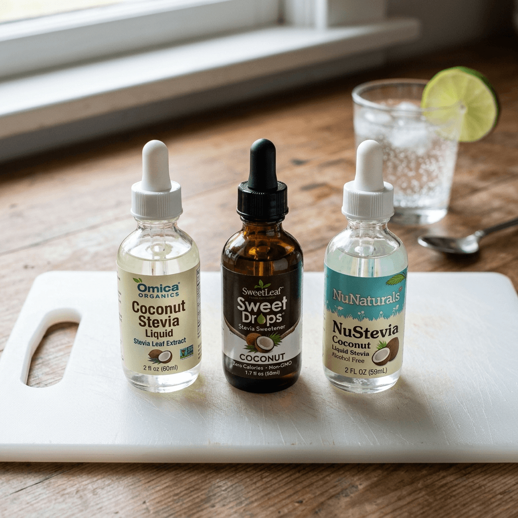 Coconut Lime Sparkling Water Made with Coconut Stevia Drops — comparison