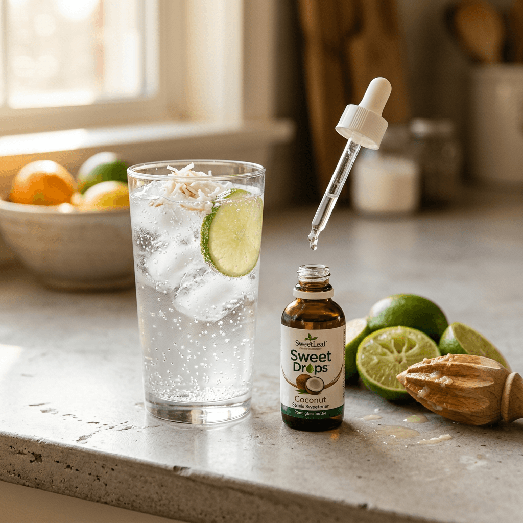 Coconut Lime Sparkling Water Made with Coconut Stevia Drops — lifestyle