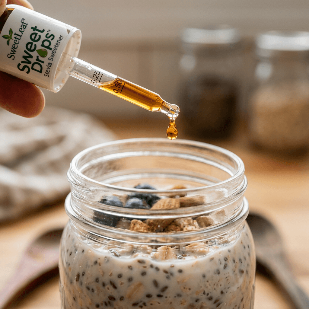 How to Sweeten Overnight Oats with Liquid Stevia Drops — detail
