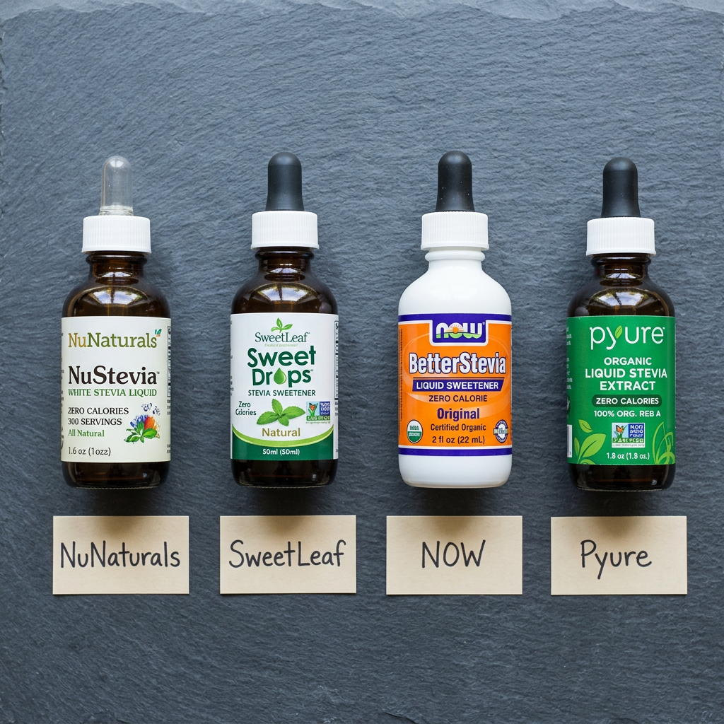 NuNaturals NuStevia Liquid: The Plain Dropper Bottle That Converted My Husband — comparison
