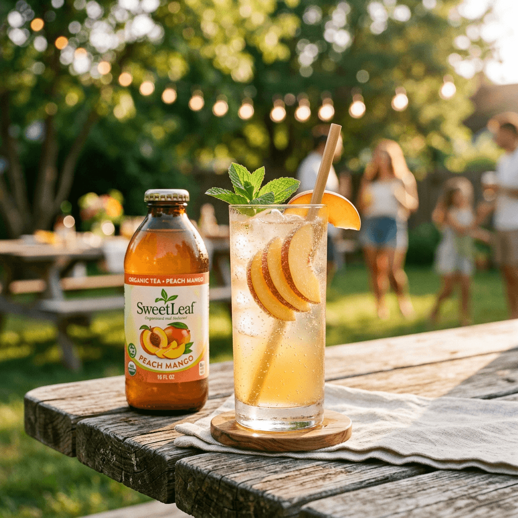 Peach Mango Stevia Sparkling Mocktail for Backyard Gatherings — lifestyle