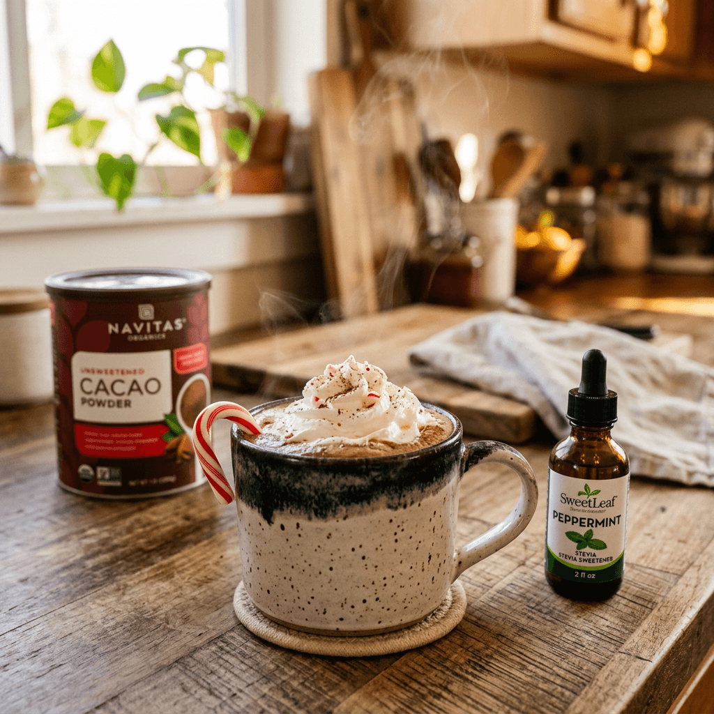 Sugar-Free Peppermint Hot Cocoa with Peppermint Stevia Drops — lifestyle