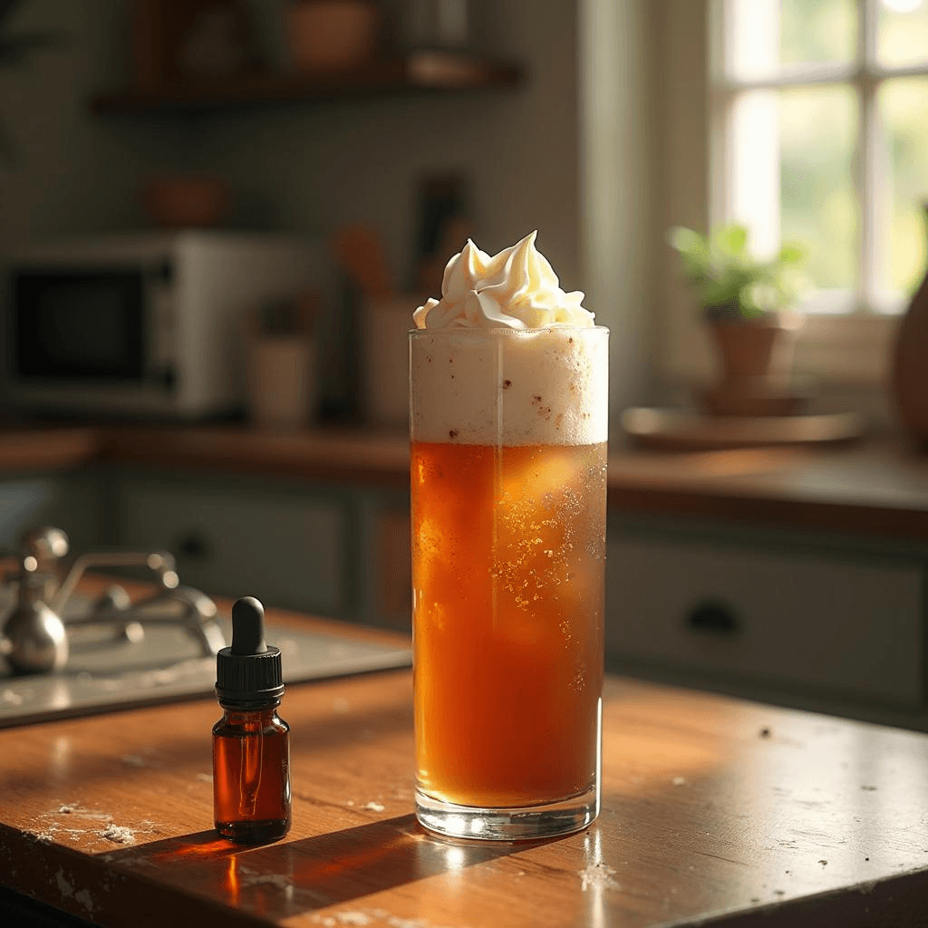 Homemade sugar-free root beer float mocktail made with stevia drops, served in a tall glass with vanilla ice cream